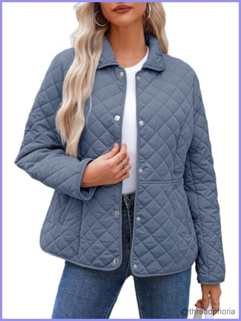 Women's Quilted Lightweight Jacket Button Down Puffer with Pockets